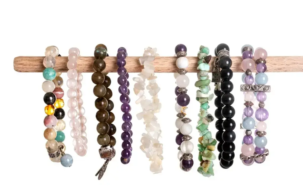 gem bracelets in studio